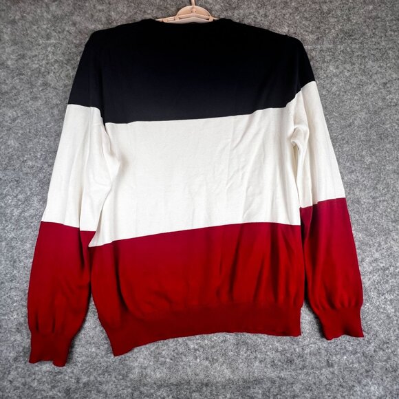 Tommy Hilfiger Mens Colorblock Crewneck Sweater XL Premium Cotton Navy White Red - Picture 10 of 11